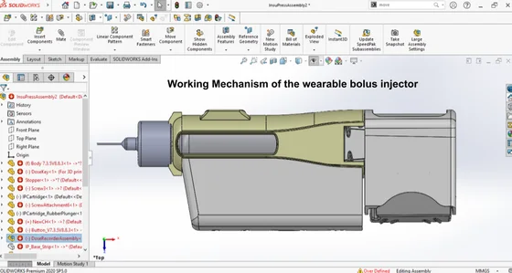 Working mechanism of the wearable bolus injector.